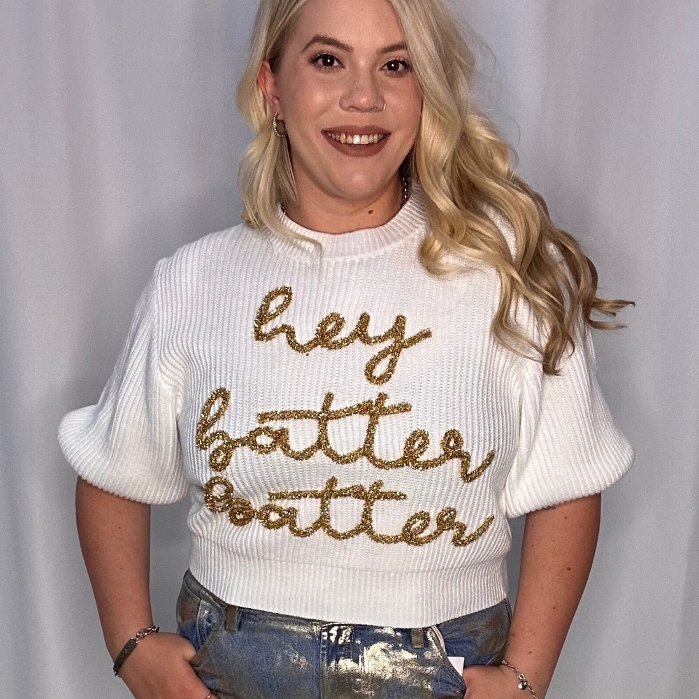 Queen of Sparkles 'Hey Batter Batter' Sweater NWT